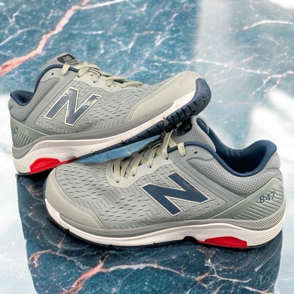 New Balance 847 v4 Walking Shoes Men’s 11.5 2E Wide Gray Navy Red  Stability - Picture 2 of 11